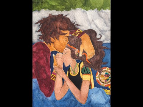 Full video of Carteo (Carla x Mateo from Elena of Avalor) in bed painting process