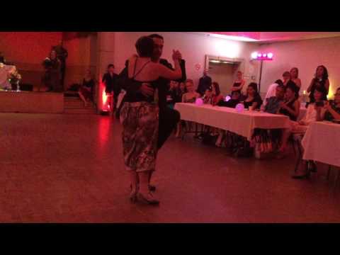 Marisol Morales  and  Alejandro Larenas  are  dancing  to  a  tango  at  Toronto Tango Festival  in  2016
