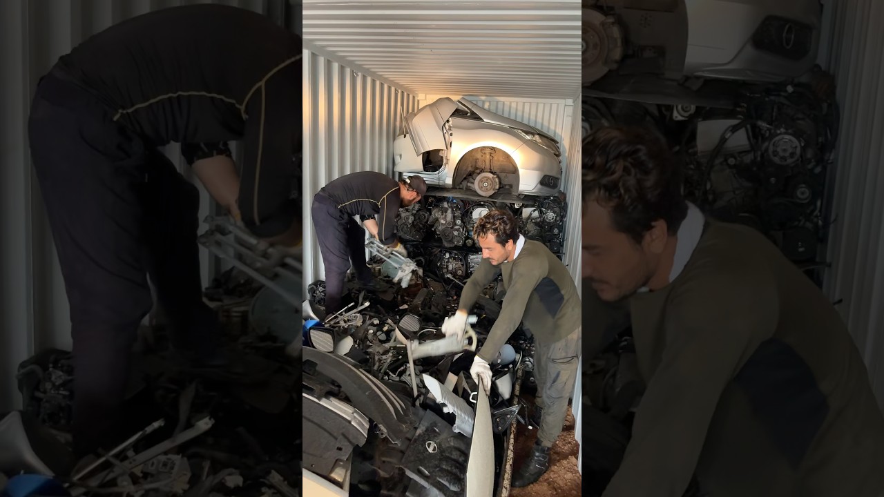 Loading of auto parts container in Japan