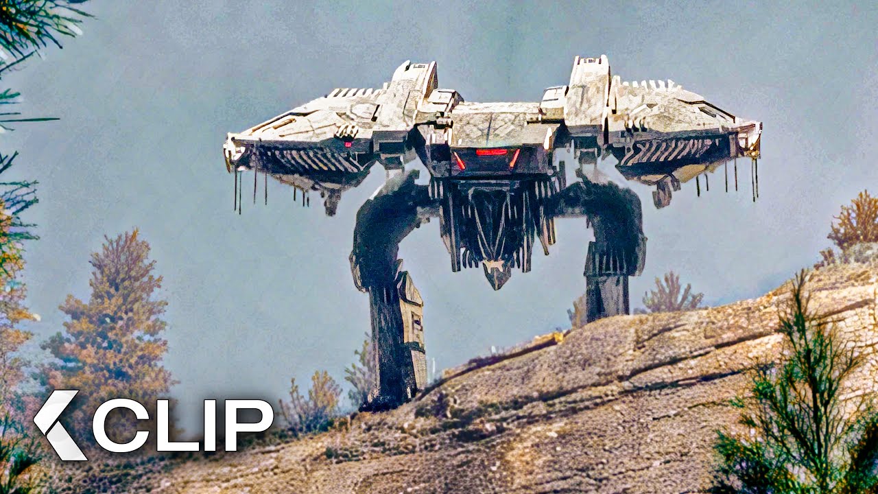 Giant Mech Hunts Soldier Squad Scene - WAR MACHINE (2026)