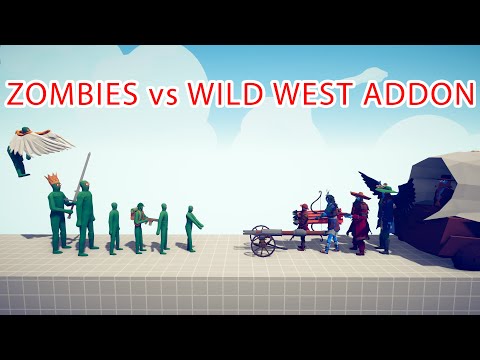 ZOMBIES Team vs WILD WEST ADDON Team - Totally Accurate Battle Simulator TABS