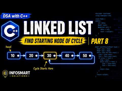 Find the Starting Node of a Cycle | C++ DSA Series - C++ tutorial video thumbnail