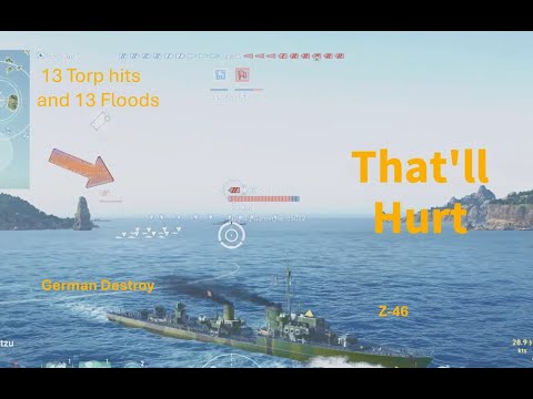 German Destroyer Z 46 World of Warships Legends. High damage with 13 torp hits and 13 floods.