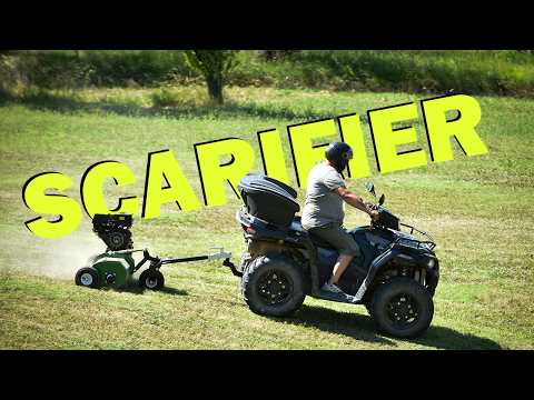 Anhängervertikutierer 75 cm, Benzin-Rasenlüfter für Quad & ATV