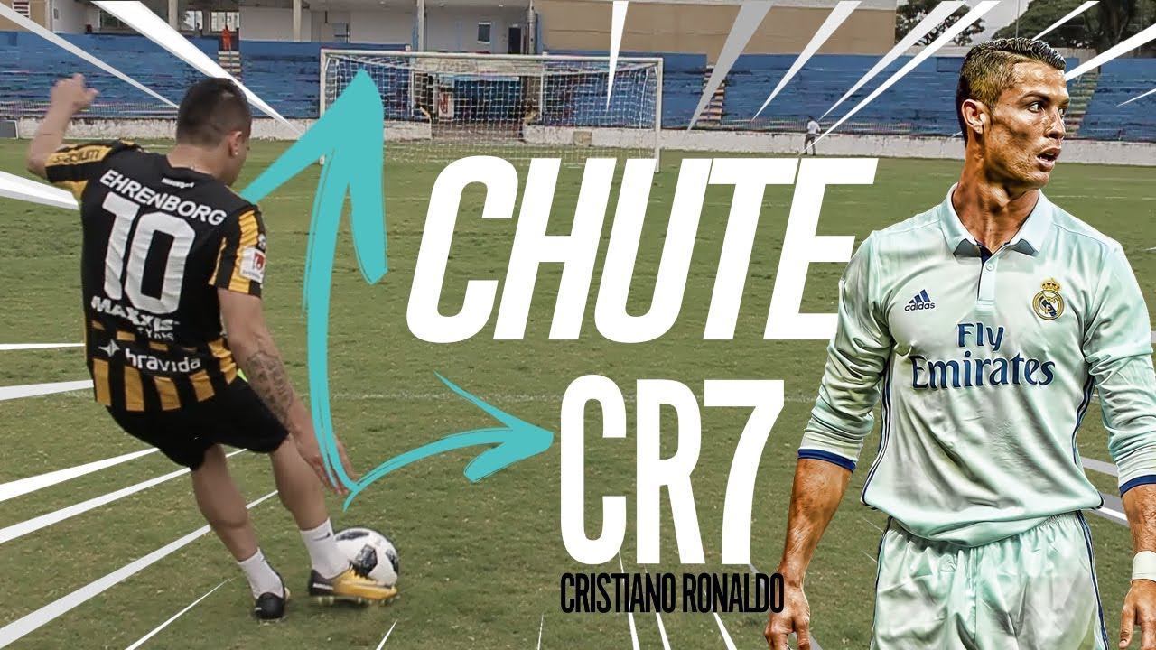 TUTORIAL CHUTE DO CR7 (FOLHA SECA) COM JOGADOR FUTEBOL EUROPEU + desafio de faltas