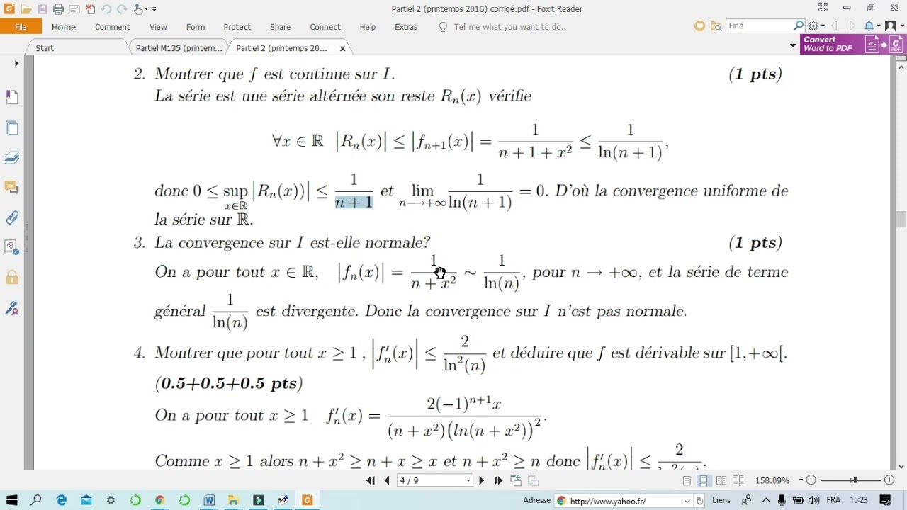Séries de fonctions  corrigé
