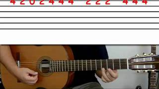 Guitar lesson 2E : Beginner -- 'Mary had a little lamb' on one string