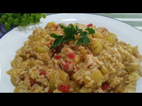 Arroz con Calabacín y Pimiento Rojo / Receta Económica / Facil