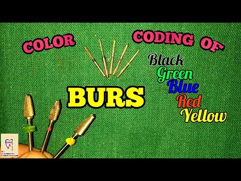 Dental burs/ color coding of burs/ different colors of burs ...