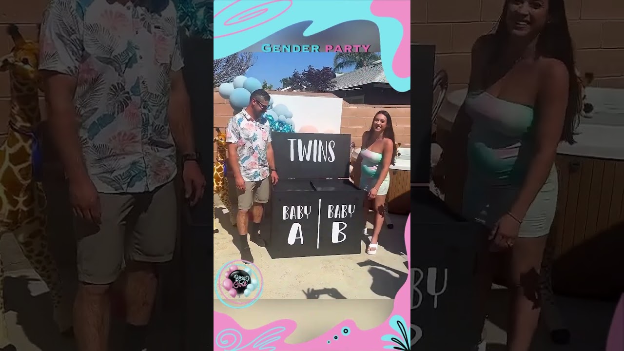 Twins gender reveal ❤️💙 #boyorgirl #babyshower #genderreveal #twins