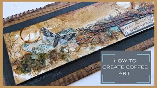 Rich Sepia Coffee Painting | Mixed Media Landscape