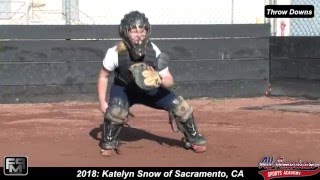 2018 Katelyn Snow Power Hitting Catcher and 3rd Base Softball Skills Video