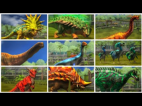 ALL 63 HERBIVORES DINOSAURS MAXED & EVOLUTIONS - Jurassic World The Game