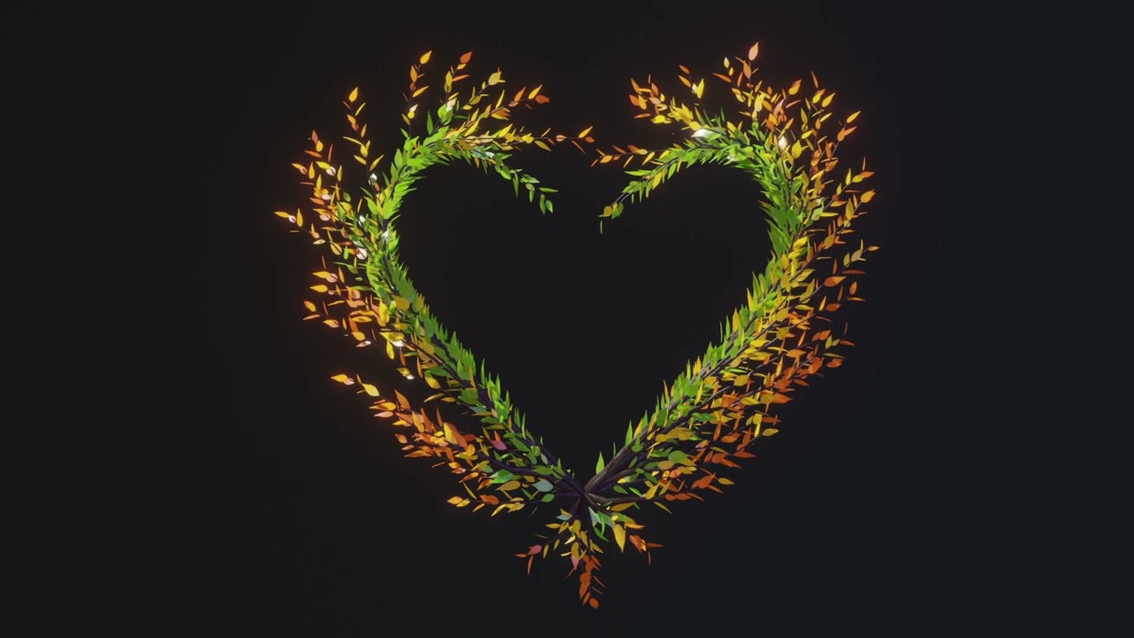ハートの形で成長する木 展開する成長アニメーション 愛のシンボル 3Dモデル