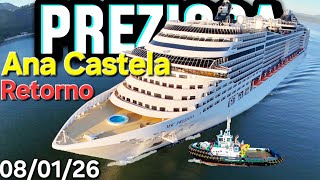 MSC PREZIOSA Navio ANA CASTELA cruzeiro 08/01/26 navio Santos @cruzeiros2025  #drone chegando