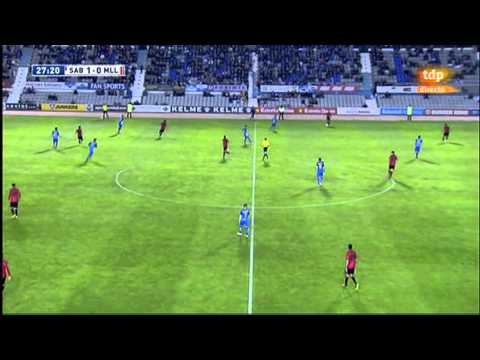 RCD Mallorca atacando al CE Sabadell. CE Sabadell 1 - RCD Mallorca 1. Liga Adelante 14/15