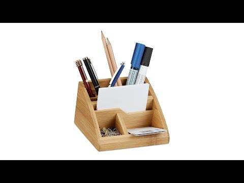 Organiseur de bureau bambou Marron - Bambou - 13 x 9 x 16 cm