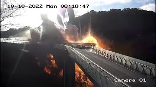 Попадание ракеты в "мост Кличко" в Киеве