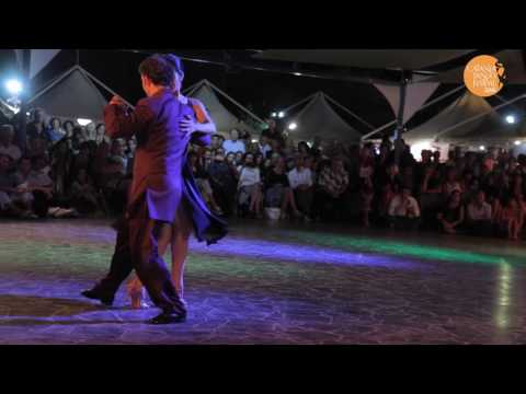  Michelle Marsidi  and  Joachim Dietiker  are  dancing  to  "  Pobre Flor  "  by  Alfredo De Angelis  at  Catania Tango Festival  in  2016