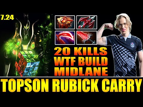 Topson Carry Rubick Midlane Wtf Build Desolator & Crystalys Crazy Damage 7.24 Dota 2 Gameplay