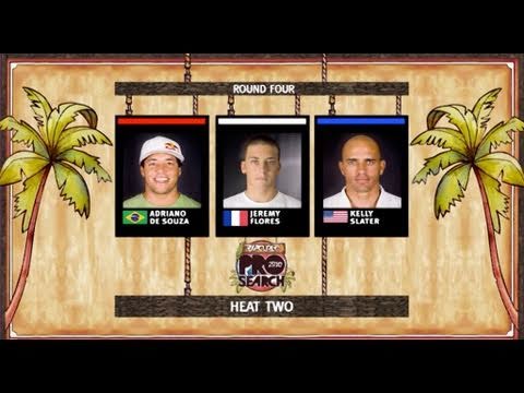 Round 4, Heat 2 - Adriano de Souza vs Jeremy Flores vs Kelly Slater