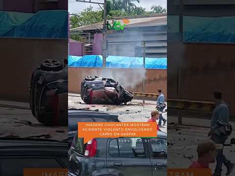 Imagens chocantes mostram acidente violento envolvendo carro em Gaspar