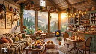 Smooth Jazz Relax in Warm Cabin Ambience 🌄 Soothing Jazz Music to Soothe Your Mind   Emotions | 4K