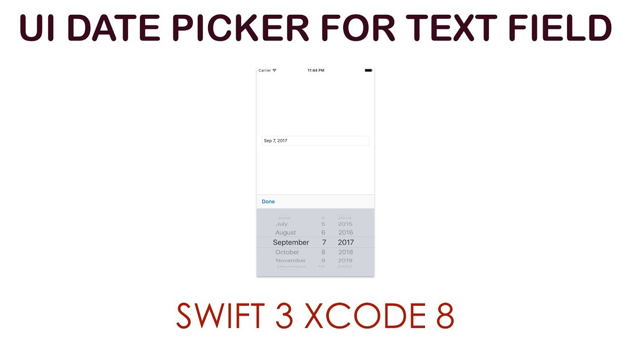 UI Date Picker for UI Text Field with UIToolBar (Swift 3 & Xcode 8)