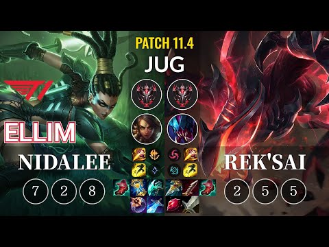 T1 Ellim Nidalee vs Rek'Sai Jungle - KR Patch 11.4