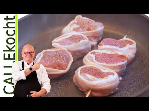 Schweinefilet im Speckmantel. Schnelles Pfannengericht in 15 Minuten!