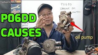 P06DD CODE ENGINE OIL PRESSURE CONTROL CIRCUIT PERFORMANCE STUCK OFF CAUSES SYMPTOMS AND HOW TO FIX