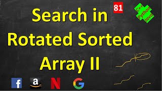YouTube video 'Search in Rotated Sorted Array II | LeetCode 81 | C++, Java, Python'