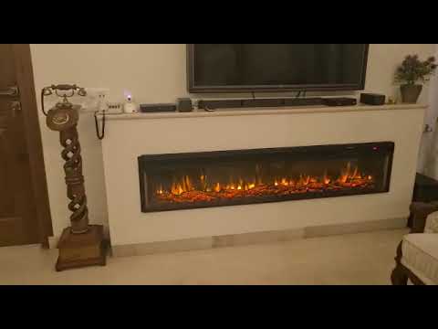 RVA Decorative Electric Fireplace 72 x 16 x 6 Inches with Remote and Heating option, Matt black
