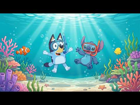 Bluey & Stitch Summer Snorkeling Day 🐠 Chill Lofi Beats for Work & Study 🌊 Soft Undersea Mood