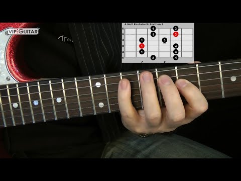 Die 5 Pentatoniken für Gitarre: "A-Moll Pentatonik Position.2" - Einfache Übung