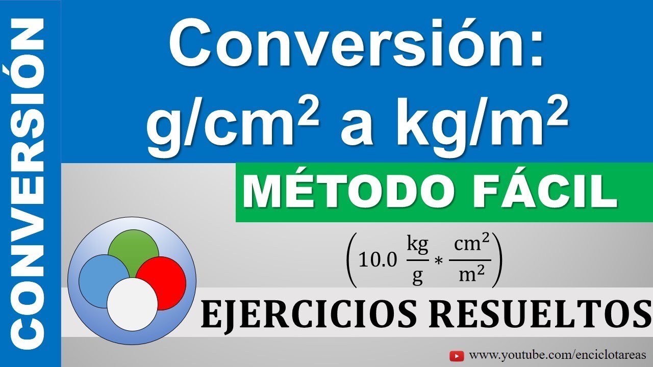 Conversión de g/cm² a kg/m² (método facil)
