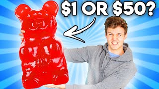 Can You Guess The Price Of These GIANT GUMMY FOODS!? (Zero Budget GAME)