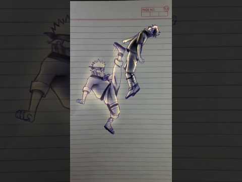 Naruto VS Sasuke fight pen sketch #shorts #animedrawing