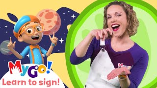 Learn Sign Language with Blippi Wonders! | Gravity | MyGo! | ASL for Kids