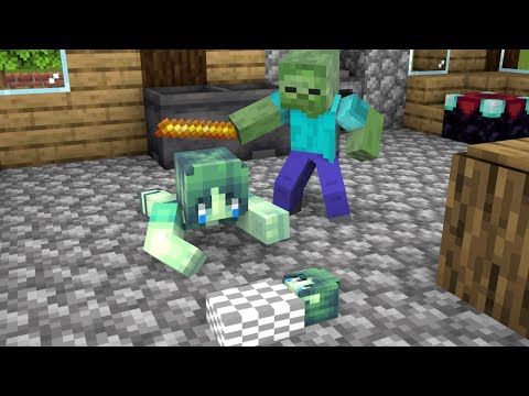 Baby Zombie Girl and Bad Zombie Boy - Sad Story - Minecraft Animation