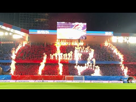 FC Basel vs FC Zürich: Intro mit Pyros als FCB-Logo - 30.03.2024