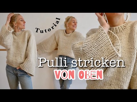 TUTORIAL für Anfänger! Pullover von oben stricken🧶 kein Raglan! Ohne nähen😉 (Top down sweater)