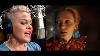 P!nk recording "White Rabbit" for Alice Through the Looking Glass (2016)