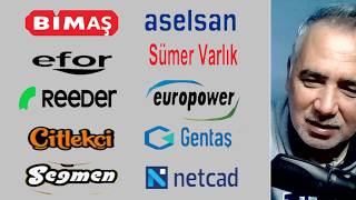 Bimas - Aselsan - Efor - Sümer varlık - Reeder - Europower - ÇitlekÇi - Gentaş -