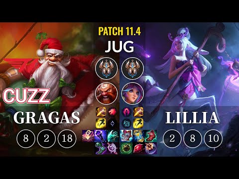 T1 Cuzz Gragas vs Lillia Jungle - KR Patch 11.4