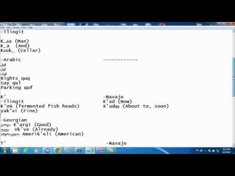 Tlingit, Hmong,Arabic, Georgian and Navajo sounds