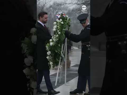 Donald Trump lays a wreath at Arlington National Cemetery ahead of inaugration