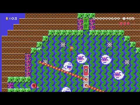 水中時計　十二時 三時 六時 九時のピンクコインをゲットせよ!! by ひろし - Super Mario Maker - No Commentary 1bs