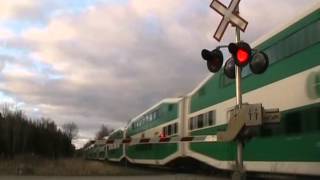 Clips of Barrie GO Trains from April 2012.