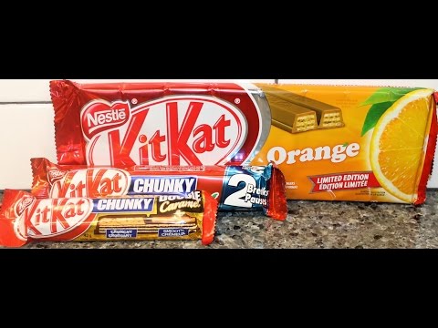 Nestle Kit Kat Orange & Kit Kat Chunky: Original & Double Caramel Review – From Canada March 2015